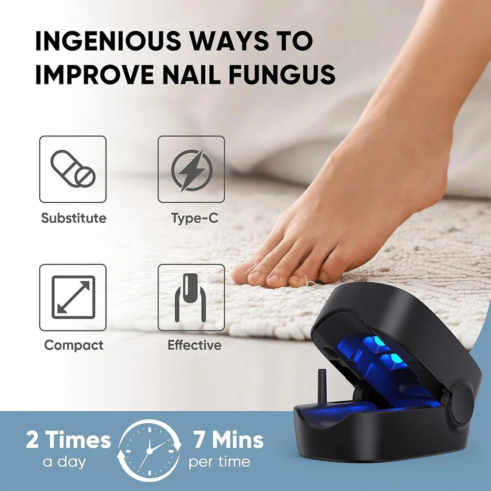 Appareil laser LED pour le traitement des mycoses des ongles, pour le nettoyage de l'onychomycose, charge USB, lumière infrarouge 905 nm, lumière bleue 470 nm, salon de manucure