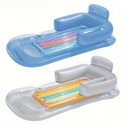 Fauteuil long de natation gonflable simple avec accoudoirs, fauteuil flottant de loisirs aquatiques, avec trou pour tasse, pour s'amuser dans l'eau, fête à la piscine