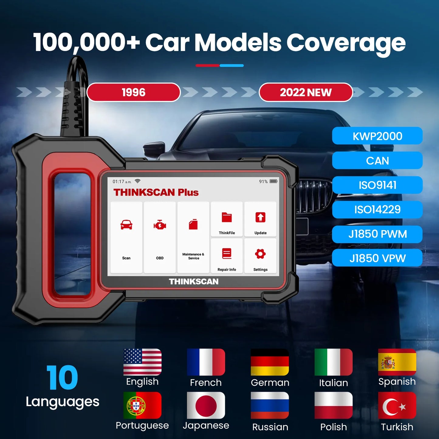 Thinkscan Plus S7/S6/S4 OBD2 outils de Diagnostic Transmission/ABS/SRS lecteur de Code de Diagnostic automobile obd2 Scanner pour les mécaniciens