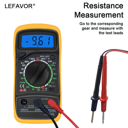 Multimètre numérique portatif XL830L, rétro-éclairage LCD, ampèremètre AC/DC, voltmètre Ohm, testeur de tension, multimètre