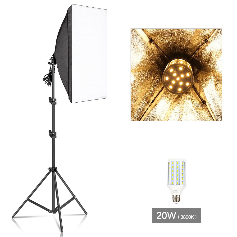 Kit d'Éclairage Boîte à Lumière 50x70CM pour Studio Photo Professionnel