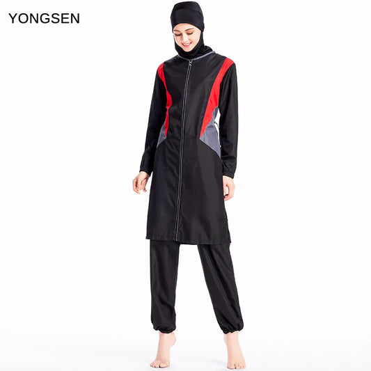 YONGSEN Modestie Burkinis Femmes Musulmanes Maillots De Bain Hijab Maillot De Bain Couverture Complète Islamique Beachwear Grande Taille