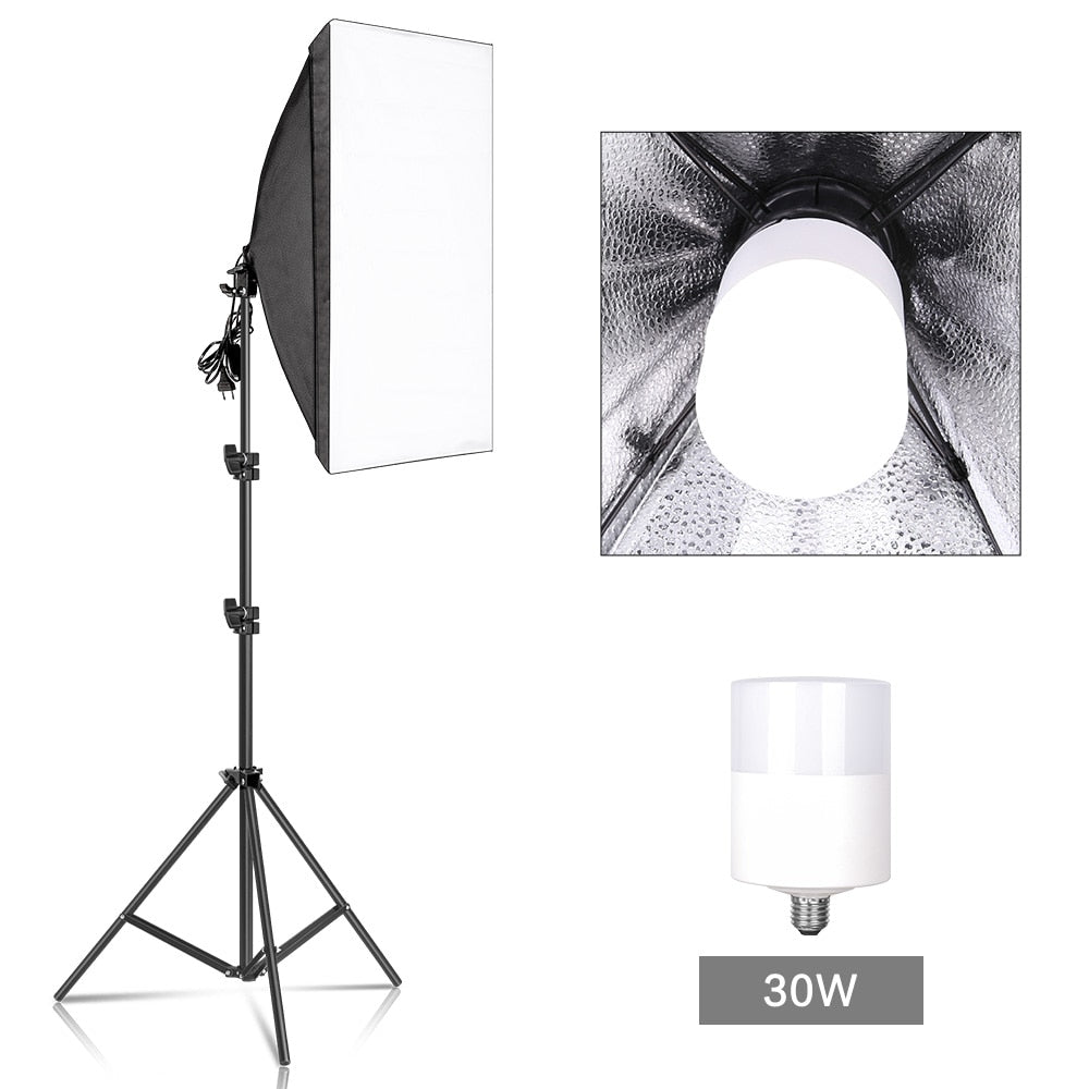 Kit d'Éclairage Boîte à Lumière 50x70CM pour Studio Photo Professionnel