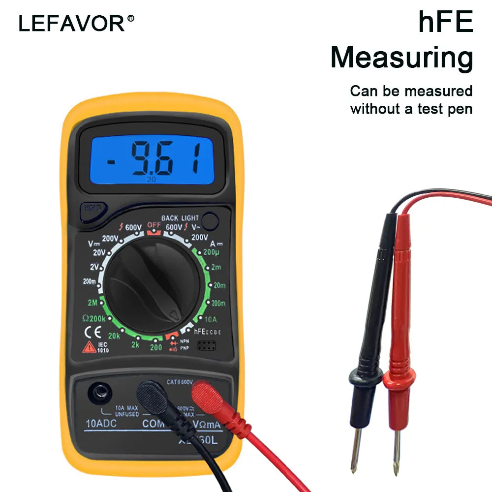 Multimètre numérique portatif XL830L, rétro-éclairage LCD, ampèremètre AC/DC, voltmètre Ohm, testeur de tension, multimètre