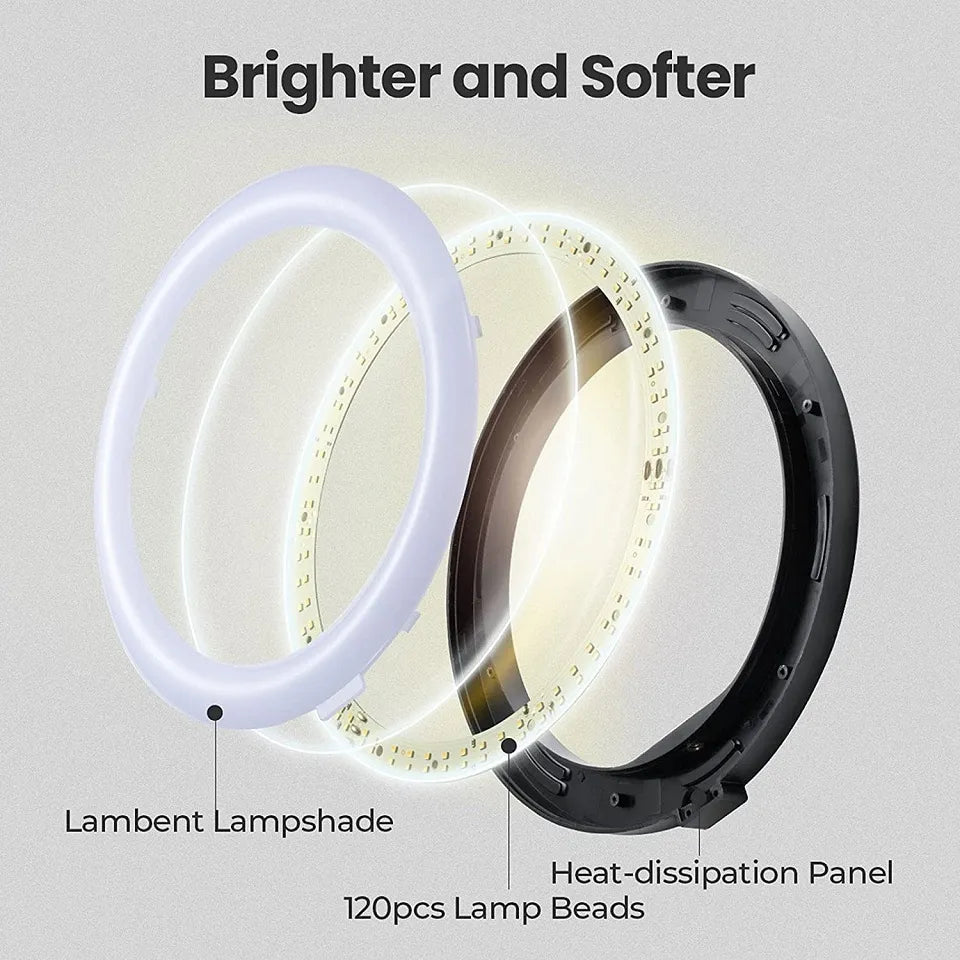 10 "LED Selfie anneau lumière cercle lumière de remplissage réglable lampe ronde trépied Trepied maquillage photographie RingLight support de support de téléphone