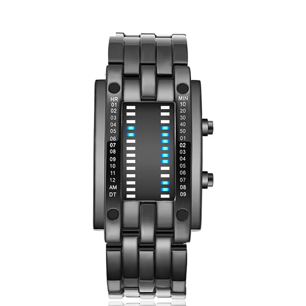 Montre pour hommes de luxe en acier inoxydable Date numérique Led Bracelet de sport montre-Bracelet magnétique Bracelet en métal en acier inoxydable