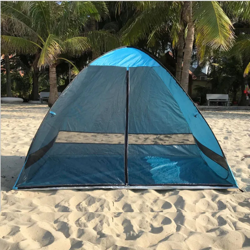 Tente de plage Pop-up à ouverture rapide pour 1 à 2 personnes, anti-moustiques, Protection UV, automatisation, Camping en plein air, rideau en maille de toit ouvrant Portable