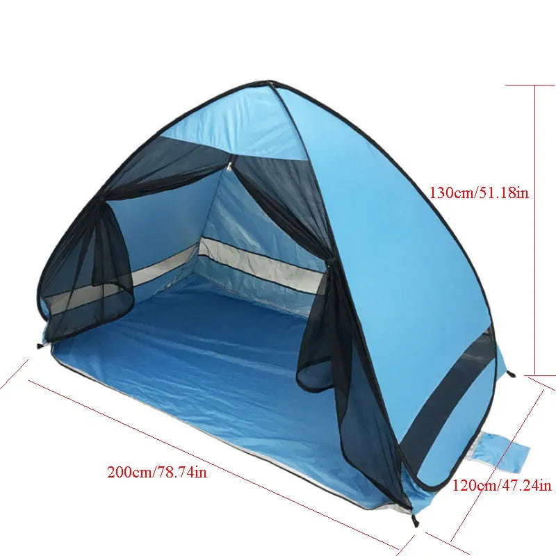 Tente de plage Pop-up à ouverture rapide pour 1 à 2 personnes, anti-moustiques, Protection UV, automatisation, Camping en plein air, rideau en maille de toit ouvrant Portable