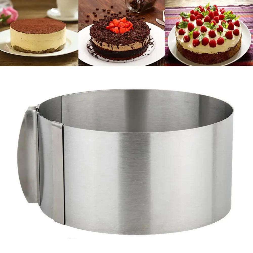 Anneau à gâteau rond réglable en acier inoxydable, 6 à 30cm, moule à Mousse, outils de cuisson, moule de décoration de gâteau, 1/2 pièces