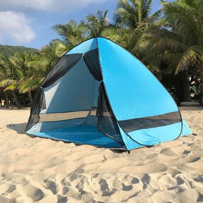 Tente de plage Pop-up à ouverture rapide pour 1 à 2 personnes, anti-moustiques, Protection UV, automatisation, Camping en plein air, rideau en maille de toit ouvrant Portable