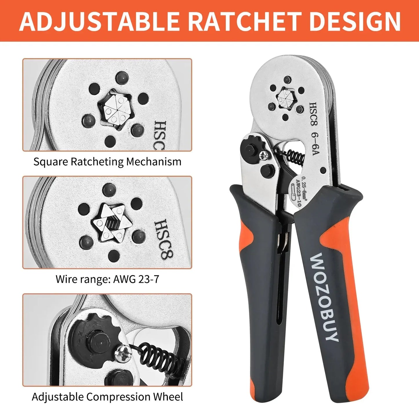 Manchons de virole outils de sertissage de bornes Mini pinces électriques HSC8 6-4/6-6(0.25-10 mm²/0.25-6 mm²) pince de réparation de connexion de fil