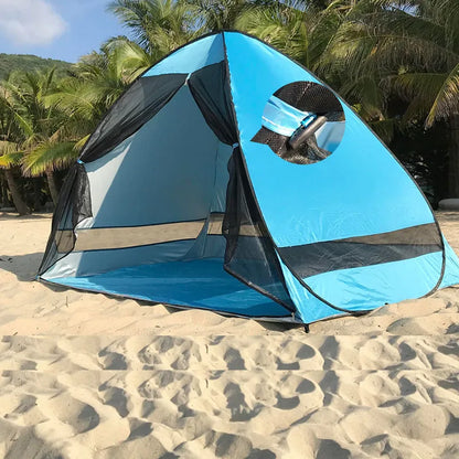 Tente de plage Pop-up à ouverture rapide pour 1 à 2 personnes, anti-moustiques, Protection UV, automatisation, Camping en plein air, rideau en maille de toit ouvrant Portable