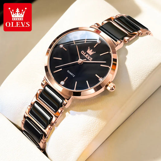 OLEVS 5877 japon Quartz femmes montre en céramique Bracelet de luxe élégant dames Bracelet montre pour femmes Relogio Feminino