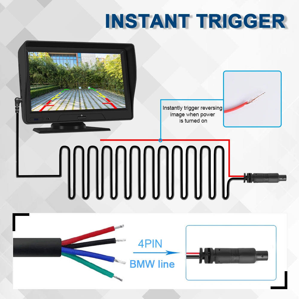 Podofo – caméra de recul AHD pour voiture, câble d'extension inversé pour BMW à 4 broches, sauvegarde inversée pour moniteur IPS Android, lecteur Radio