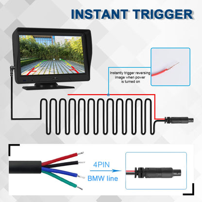 Podofo – caméra de recul AHD pour voiture, câble d'extension inversé pour BMW à 4 broches, sauvegarde inversée pour moniteur IPS Android, lecteur Radio