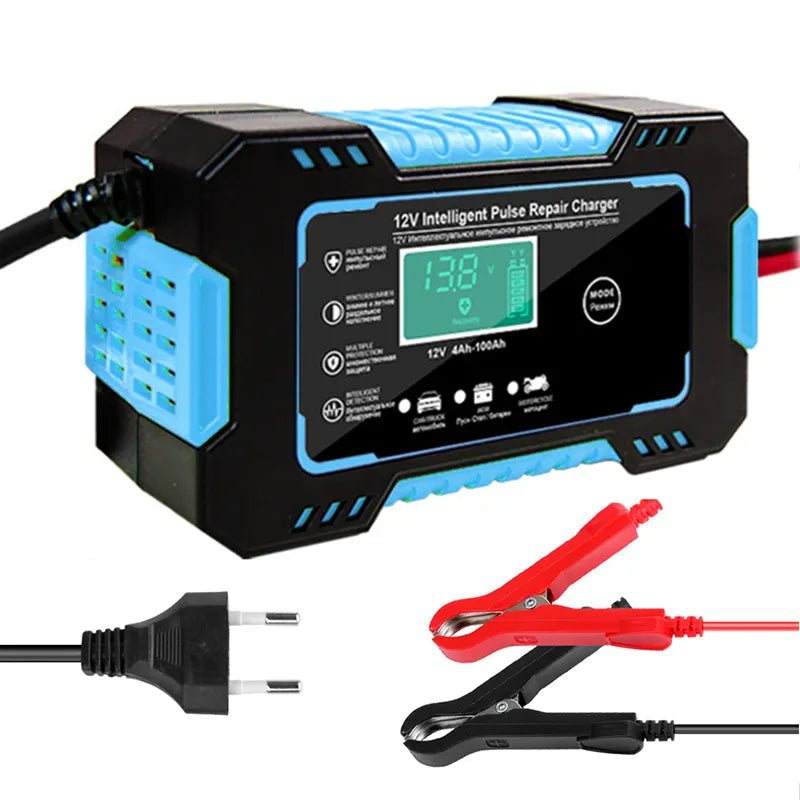 Chargeur de batterie de moto de voiture Intelligent 12V, surchauffe, surcharge, protection Multiple avec écran LCD, accessoires de chargeur de voiture