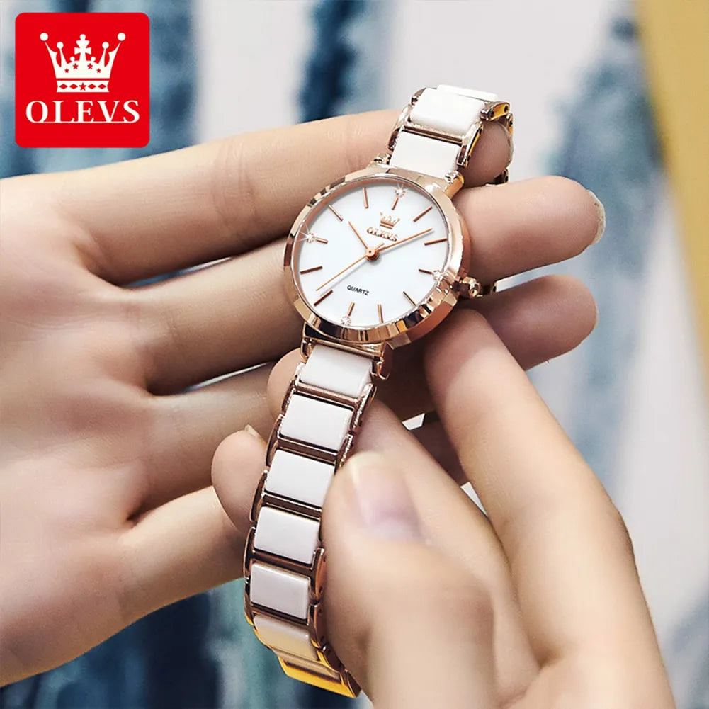 OLEVS 5877 japon Quartz femmes montre en céramique Bracelet de luxe élégant dames Bracelet montre pour femmes Relogio Feminino