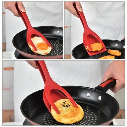 Spatule  2 en 1, pinces à crêpes