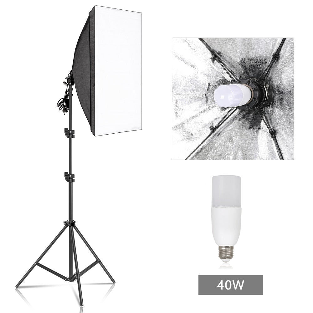 Kit d'Éclairage Boîte à Lumière 50x70CM pour Studio Photo Professionnel