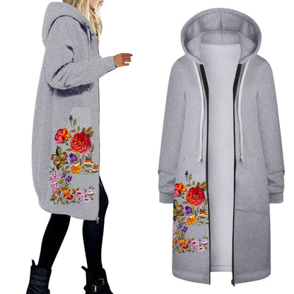 Veste à manches pour femmes, manteau d'hiver décontracté, imprimé Floral, hauts épissage, sweat-shirt décontracté X Large