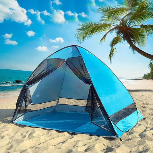 Tente de plage Pop-up à ouverture rapide pour 1 à 2 personnes, anti-moustiques, Protection UV, automatisation, Camping en plein air, rideau en maille de toit ouvrant Portable