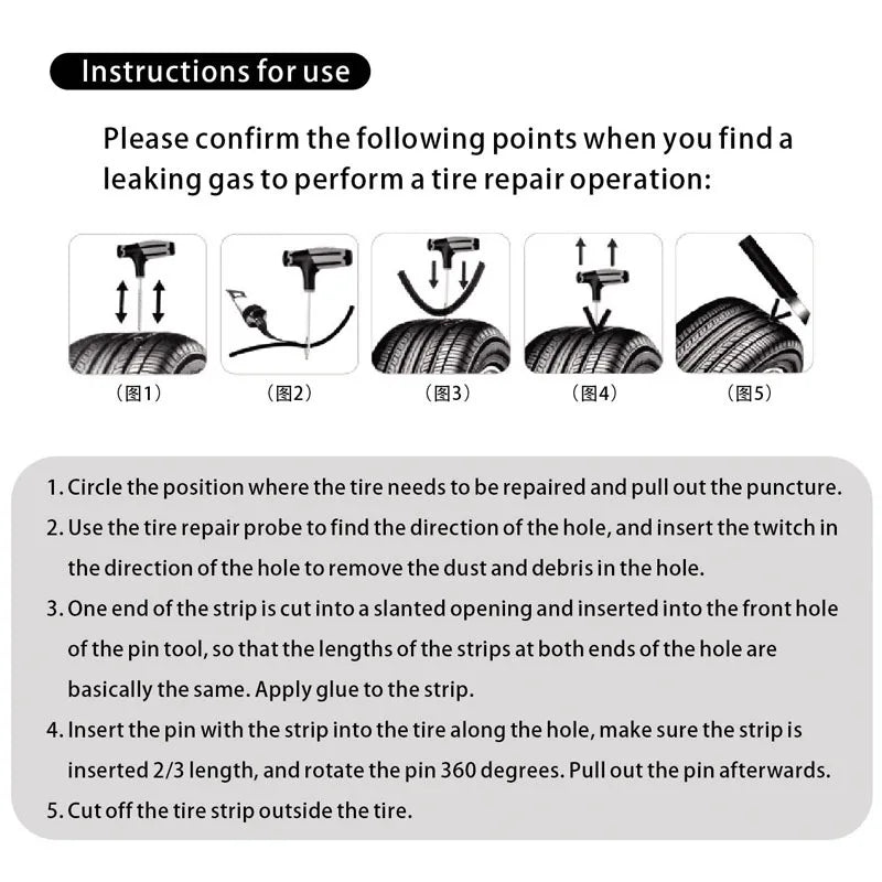 Kit de réparation de pneus automobiles, outils de réparation de crevaison, Van de voiture, moto, Kit de réparation d'urgence de pneus sans chambre à air, outil de Rivet, ensemble de 11/22 pièces