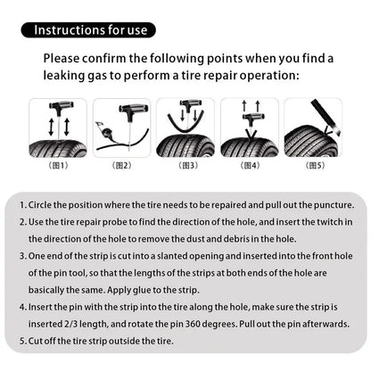 Kit de réparation de pneus automobiles, outils de réparation de crevaison, Van de voiture, moto, Kit de réparation d'urgence de pneus sans chambre à air, outil de Rivet, ensemble de 11/22 pièces