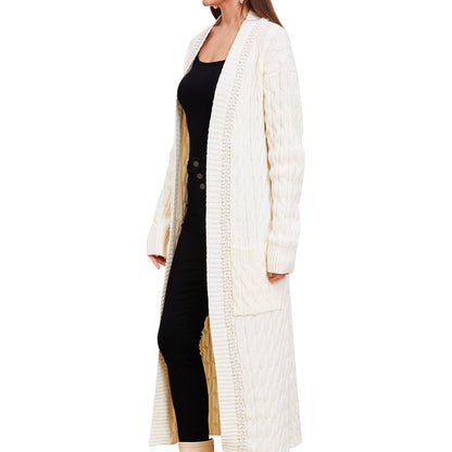 Amandina Luxe Perle Garni décontracté Coupe Ample Lounge Wear Long Maxi Tricot Femmes Cardigan