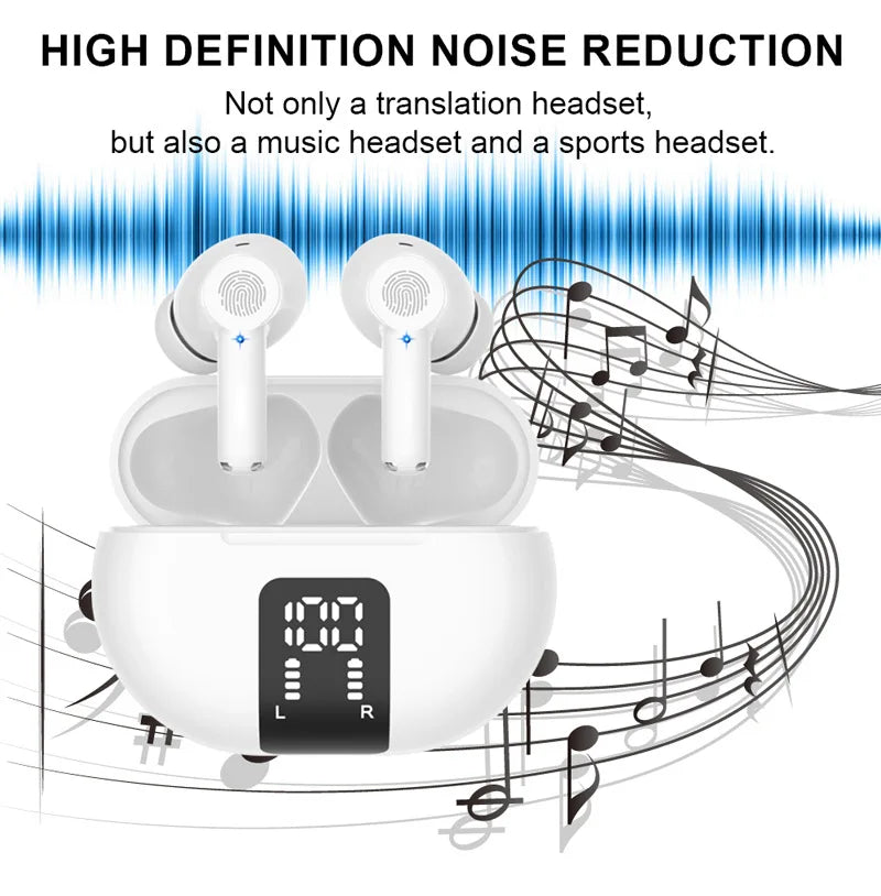 Nouveaux écouteurs de traduction vocale en temps réel 100 langues traduction sans fil Bluetooth V5.3 + EDR double microphone écouteur nouveau