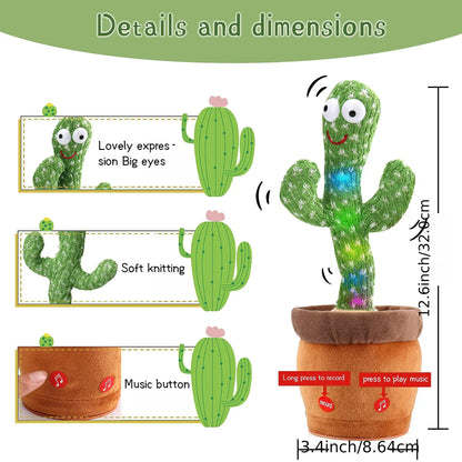 Jouet électronique en peluche Cactus dansant, répétition de conversation, peut chanter, enregistrement éclaircir, USB, éducation précoce, cadeau amusant, Bled interactif