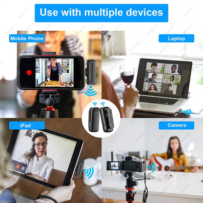 MIni Microphone Lavalier sans fil Portable, pour iPhone, Android, Audio intelligent, suppression du bruit, enregistrement vidéo, avec étui de chargement