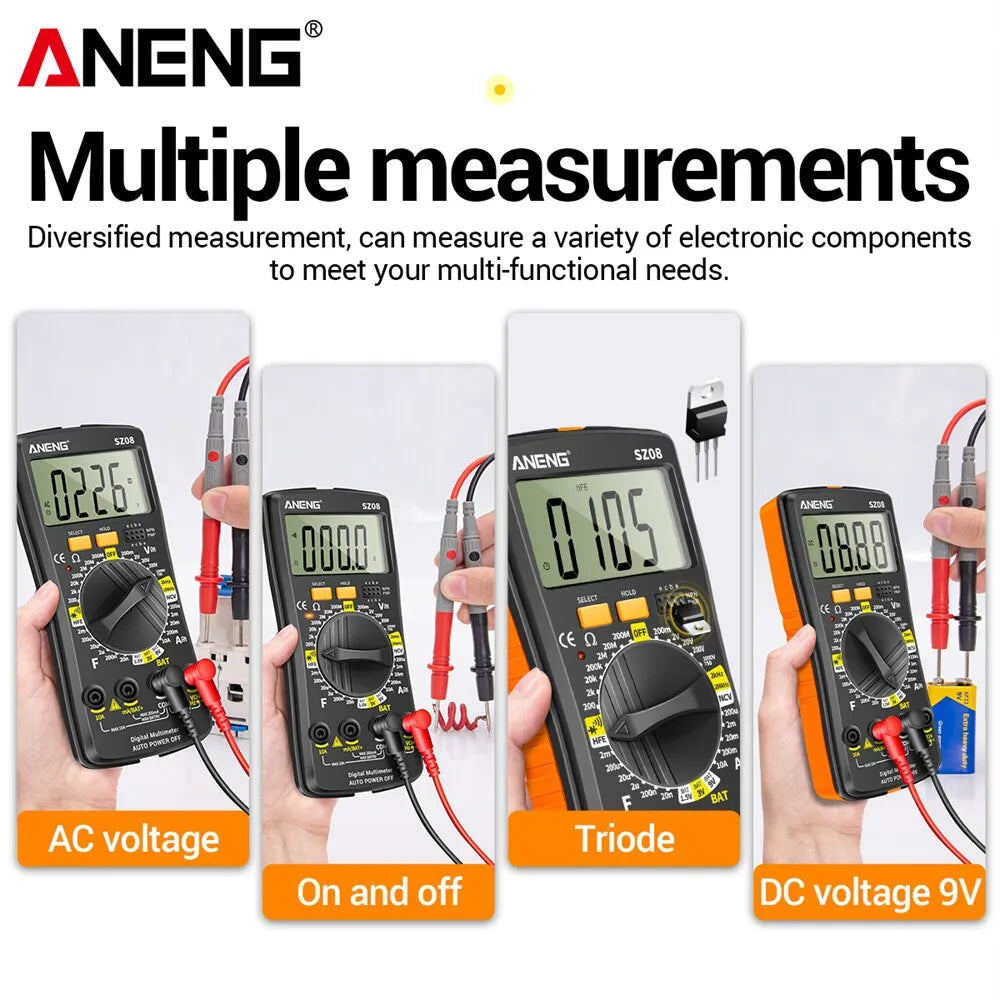 ANENG SZ08 Digital UltANENG SZ08 multimètre numérique Ultra-mince de stockage, compteur professionnel, voltmètre automatique AC DC 220V, testeurs de résistance à main