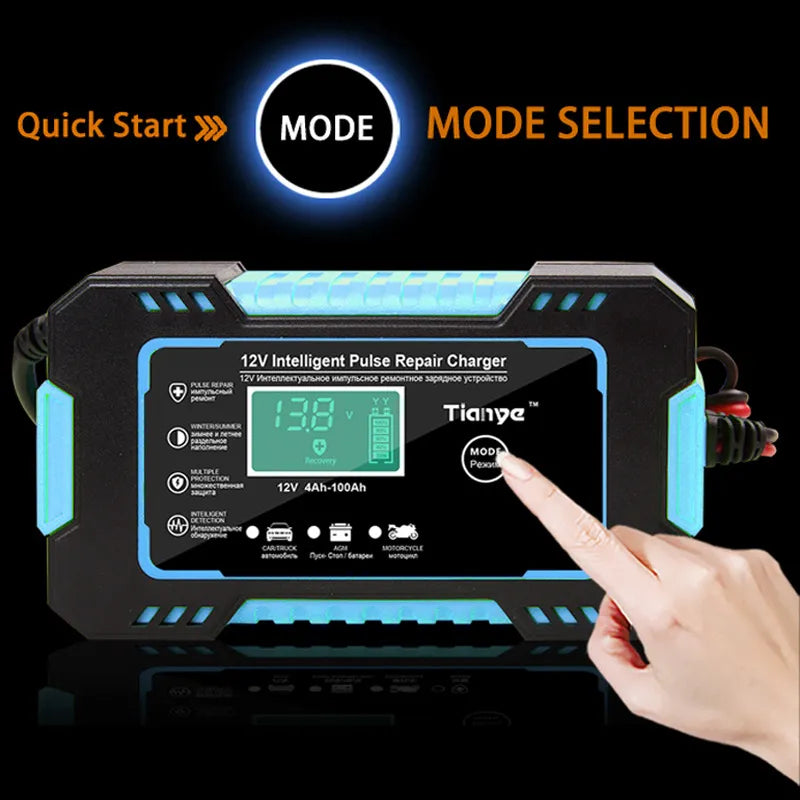 Chargeur de batterie de moto de voiture Intelligent 12V, surchauffe, surcharge, protection Multiple avec écran LCD, accessoires de chargeur de voiture