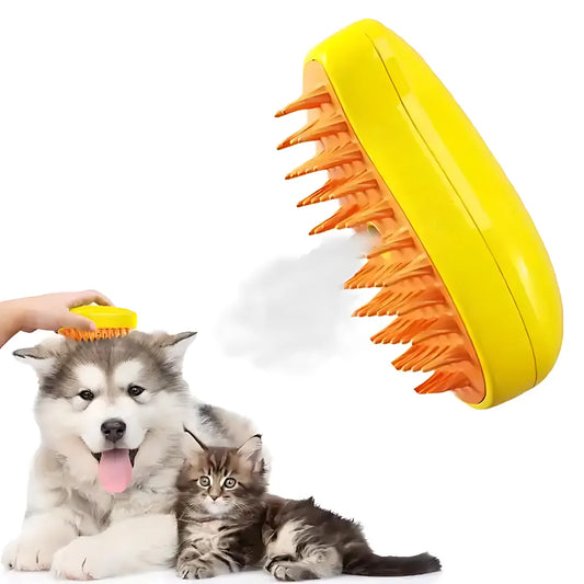 Steamy Brosse électrique pour chien 3 en 1 - Brosse à poils de chat - Pour massage, toilettage des animaux domestiques, élimination des poils emmêlés et lâches