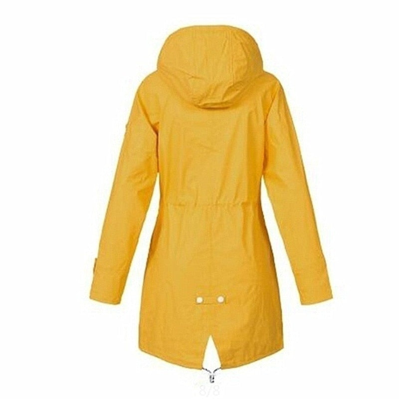 Sweat à capuche pour femmes, mode automne et hiver, coupe-vent à fermeture éclair, veste décontractée, conception avec cordon de serrage, manteau imperméable imperméable