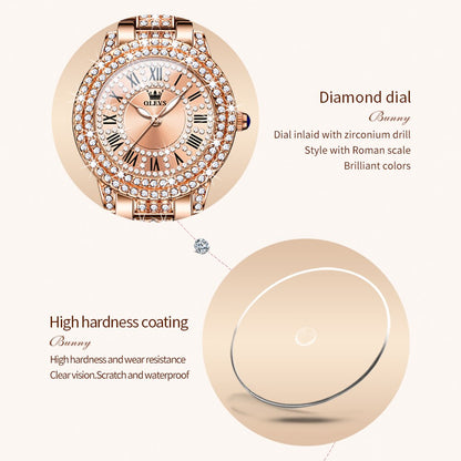 OLEVS montre pour femme Quartz luxe diamant bracelet en acier inoxydable Original or Rose montre-bracelet étanche Quartz dames montre