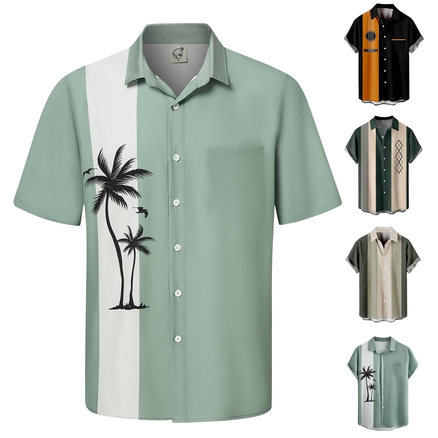 Chemises Vintage pour hommes chemise de Bowling à manches courtes boutonnée hawaïenne été plage imprimé chemisier décontracté belles chemises pour hommes