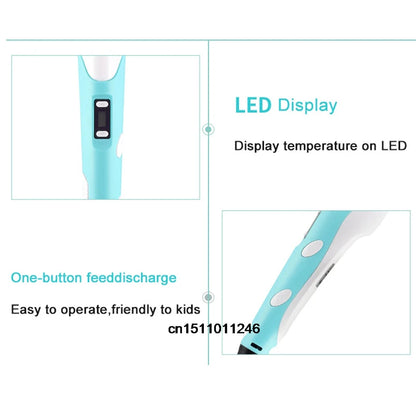 Stylo d'impression 3D, stylos de dessin avec Filament PLA de 1,75 mm, cadeaux d'anniversaire et de noël pour enfants, avec étui de voyage électrique