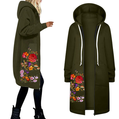 Veste à manches pour femmes, manteau d'hiver décontracté, imprimé Floral, hauts épissage, sweat-shirt décontracté X Large