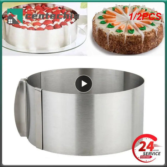 Anneau à gâteau rond réglable en acier inoxydable, 6 à 30cm, moule à Mousse, outils de cuisson, moule de décoration de gâteau, 1/2 pièces