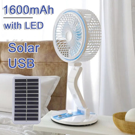 Ventilateur pliant réglable de bureau solaire/USB avec charge de lumière LED multifonction Mini lampe de secours de bureau de panneau solaire Portable